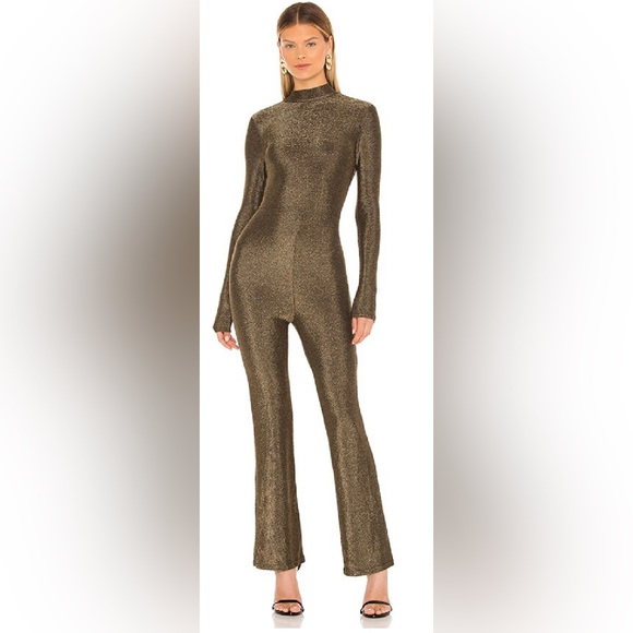 NWT Revolve Superdown Nissa Open Back Metallic Jumpsuit -size Medium - Picture 2 of 5